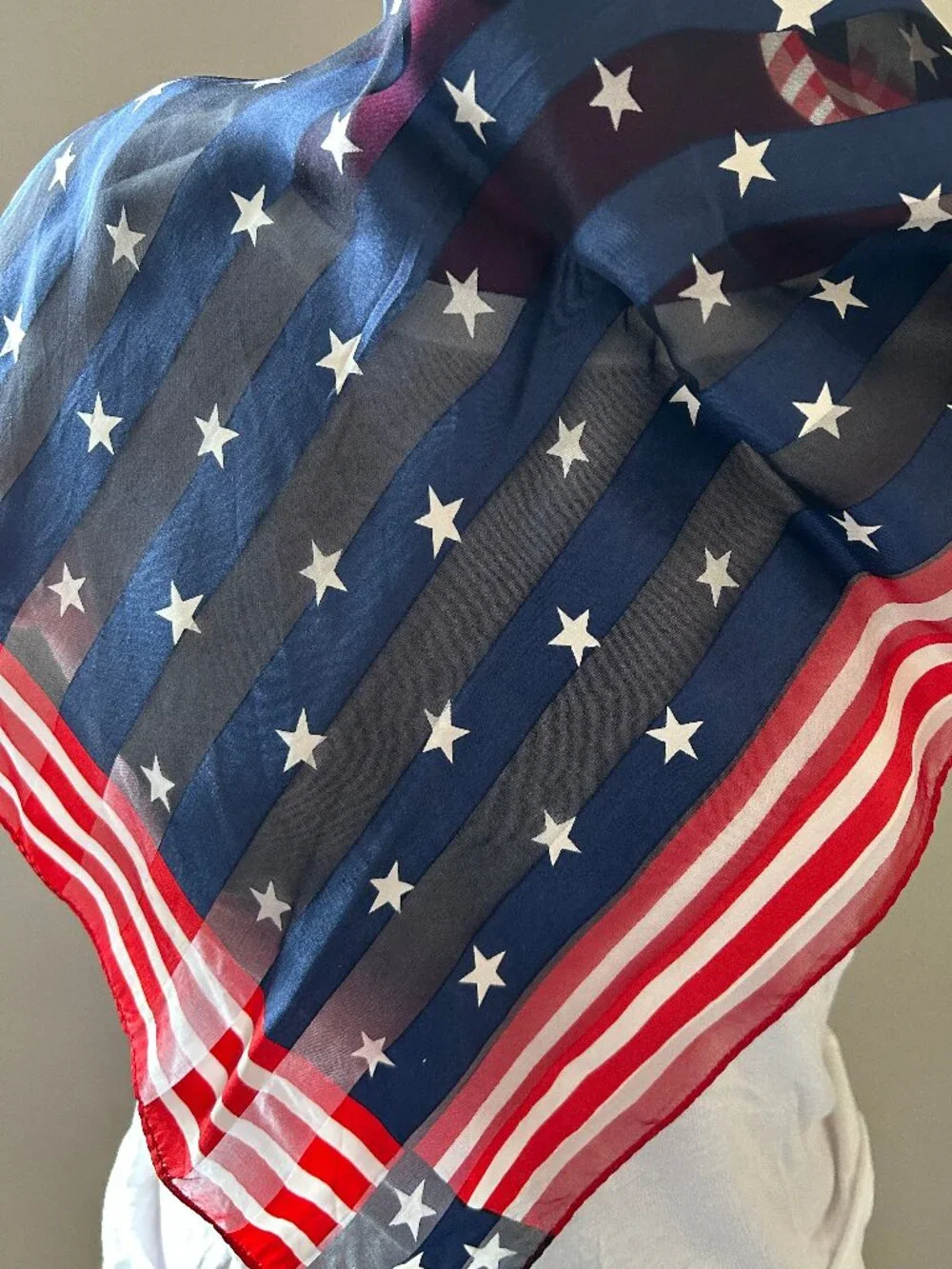 ECHO USA Flag Design/Print Silk Square Scarf 21